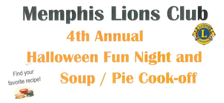 Memphis Lions Club – 4th Annual Halloween Fun Night & Soup/Pie Cook-Off